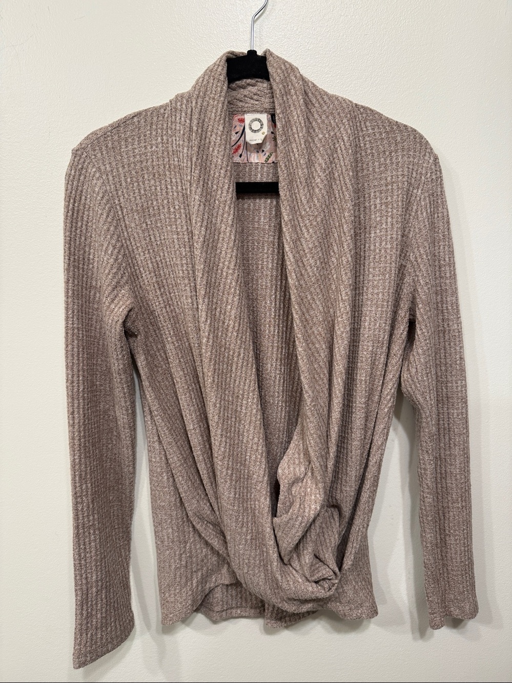 Anthropologie Akemi + Kim waffle knit Faux Wrap Long Sleeve Top Sz M